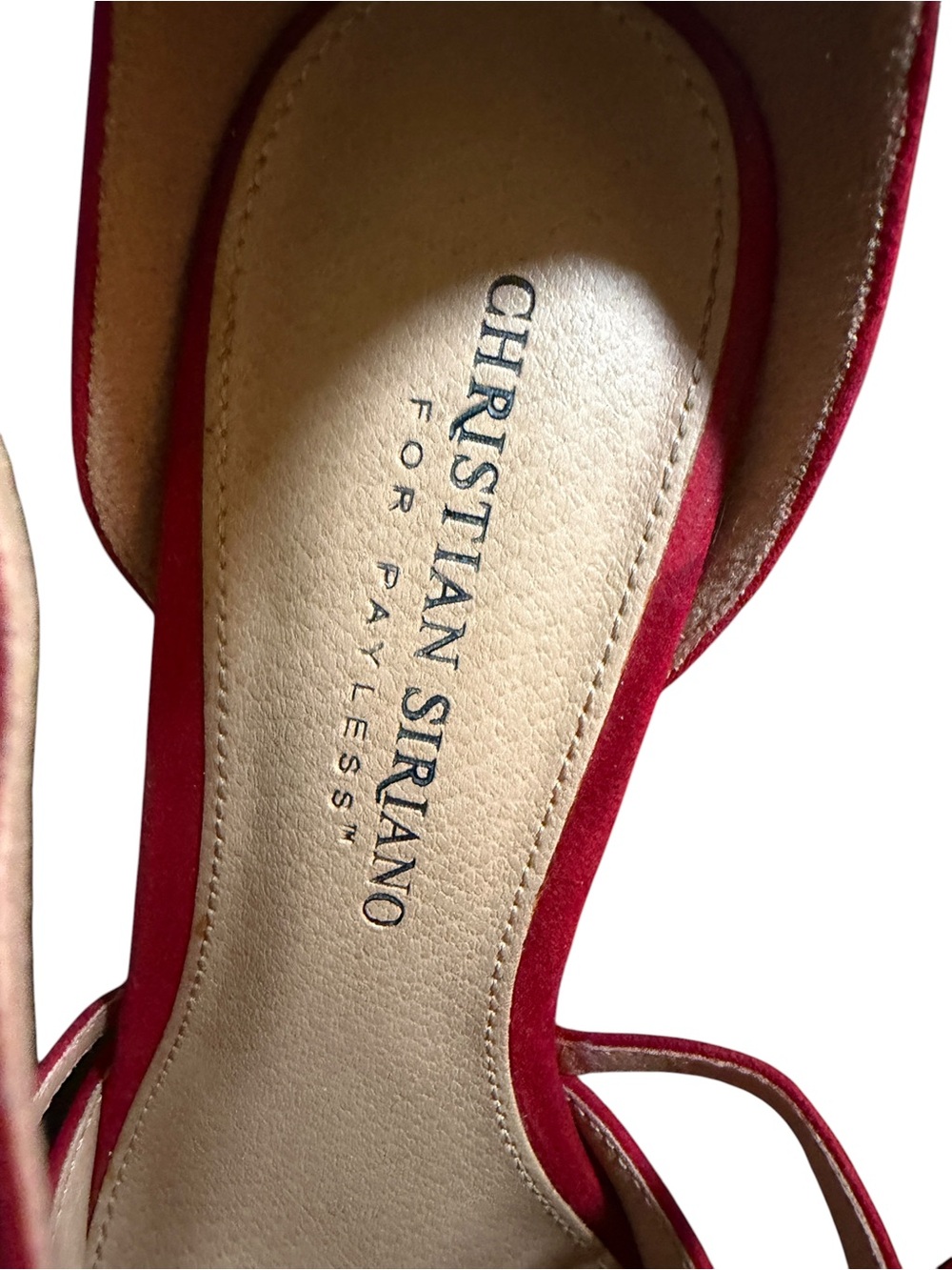 Christian Siriano Red Suede Pointed-Toe Crisscross Slingbacks Heels Size 8 - Picture 11 of 12
